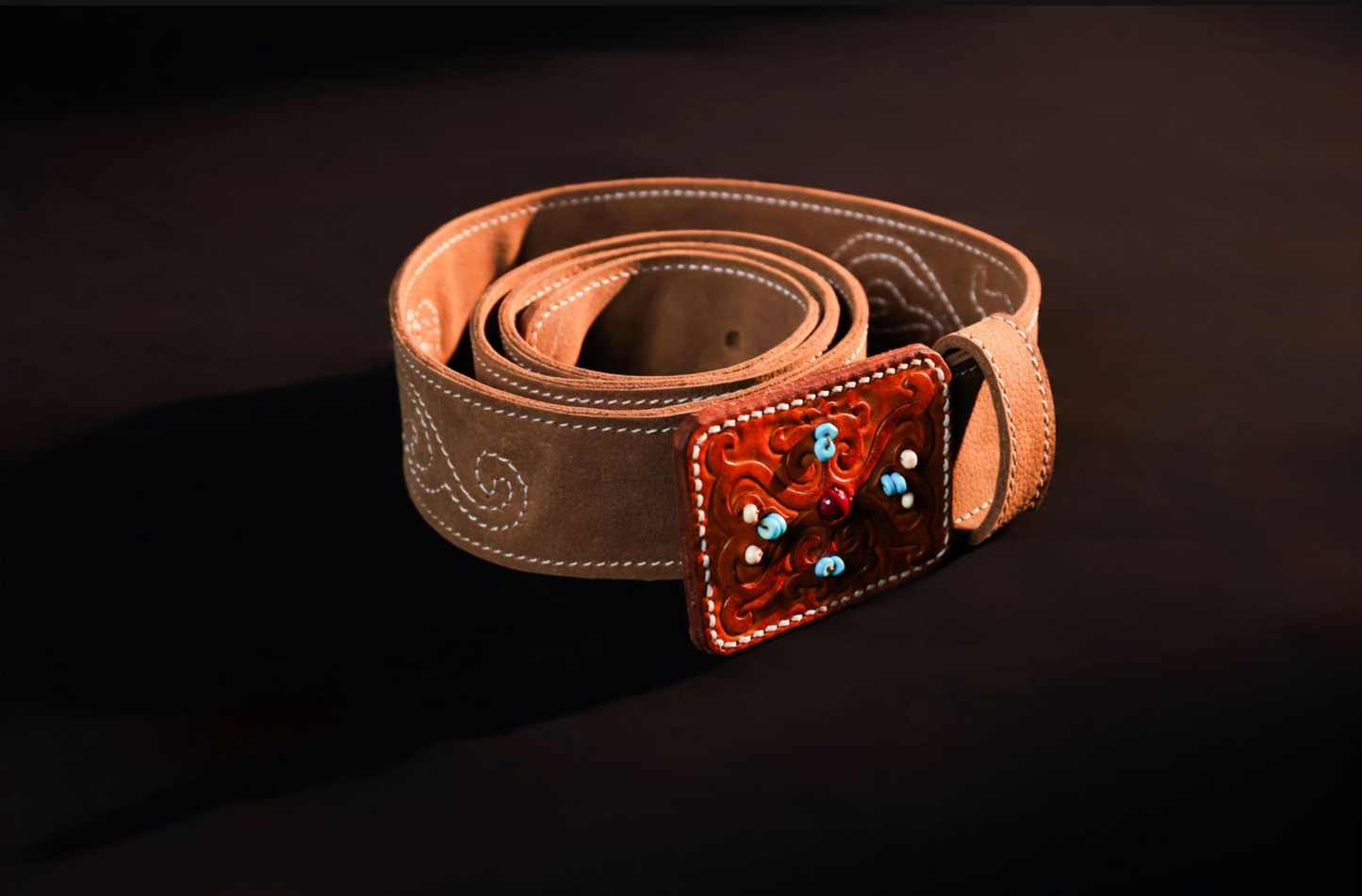 Handcrafted Genuine Leather Mongolian Pattern Belt