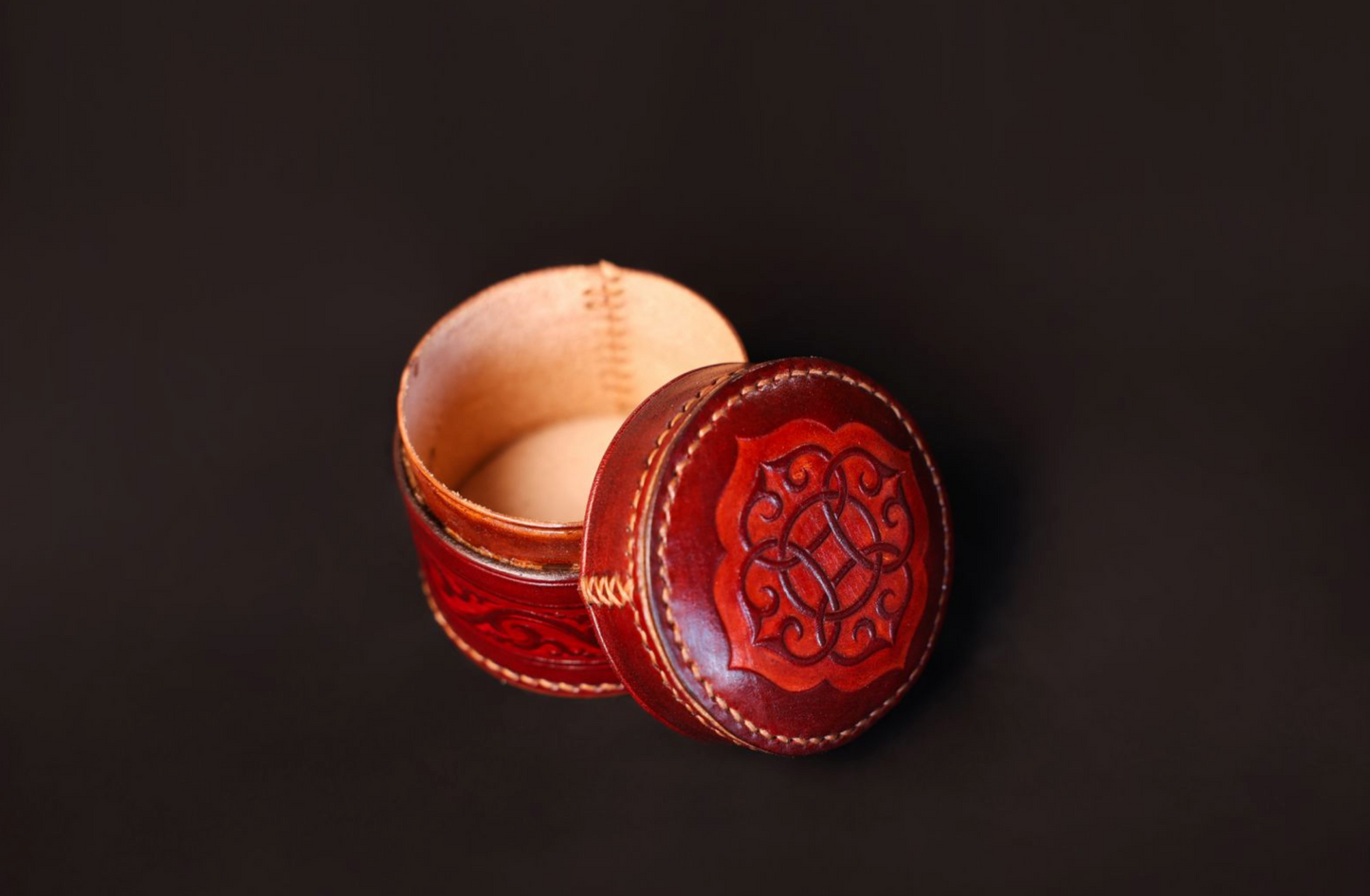 Handcrafted Leather Mongolian Jewelry Box