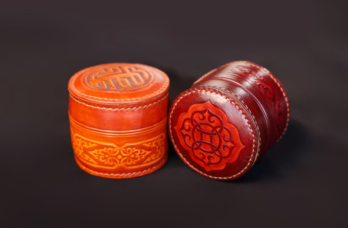 Handcrafted Leather Mongolian Jewelry Box