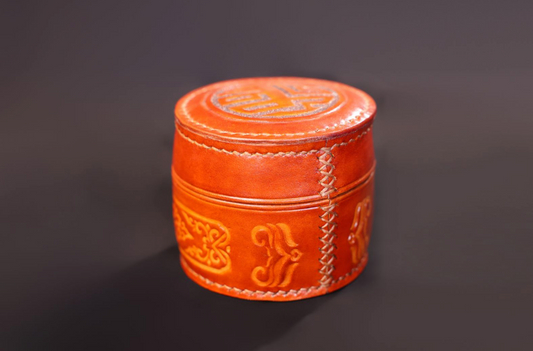 Handcrafted Leather Mongolian Jewelry Box