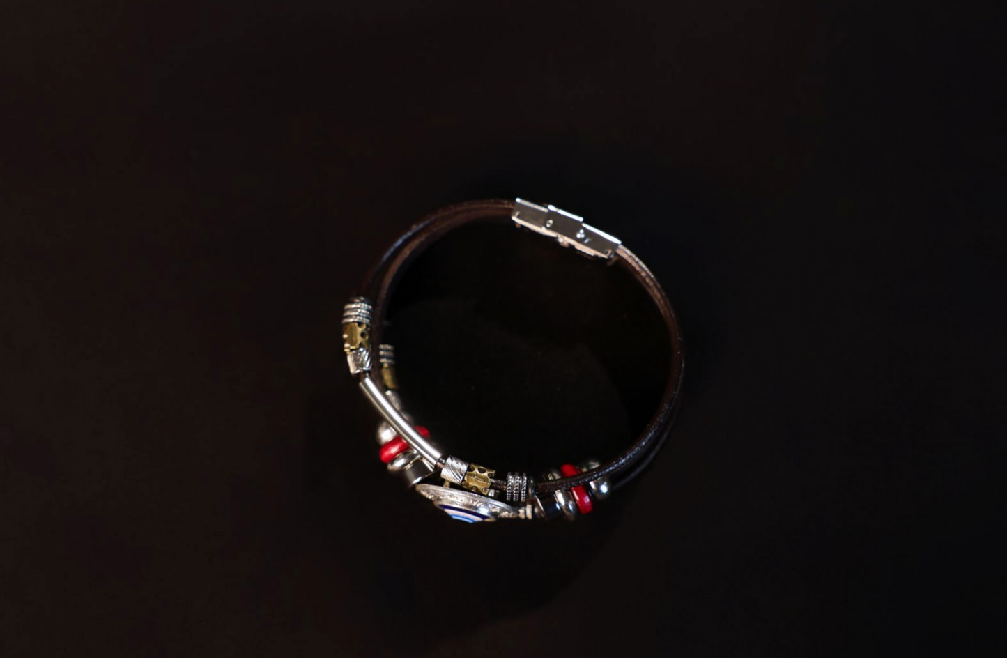 Handcrafted Leather Mongolian Bracelet