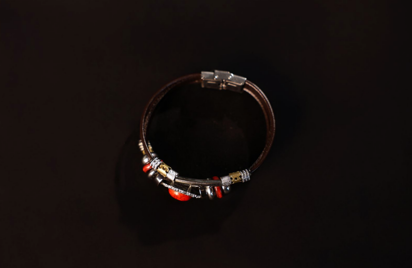 Handcrafted Leather Mongolian Bracelet