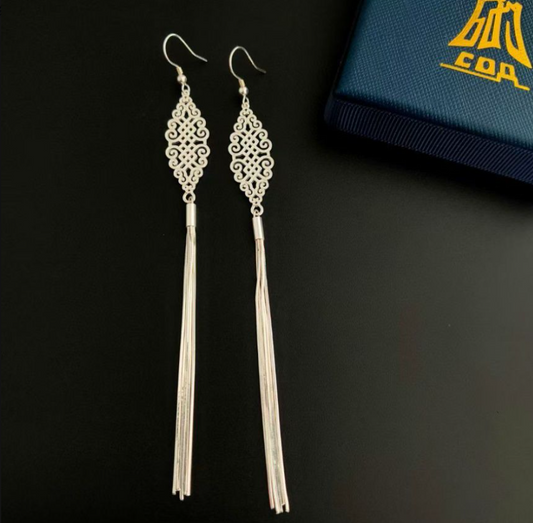 Mongolian Handmade Silver Earrings