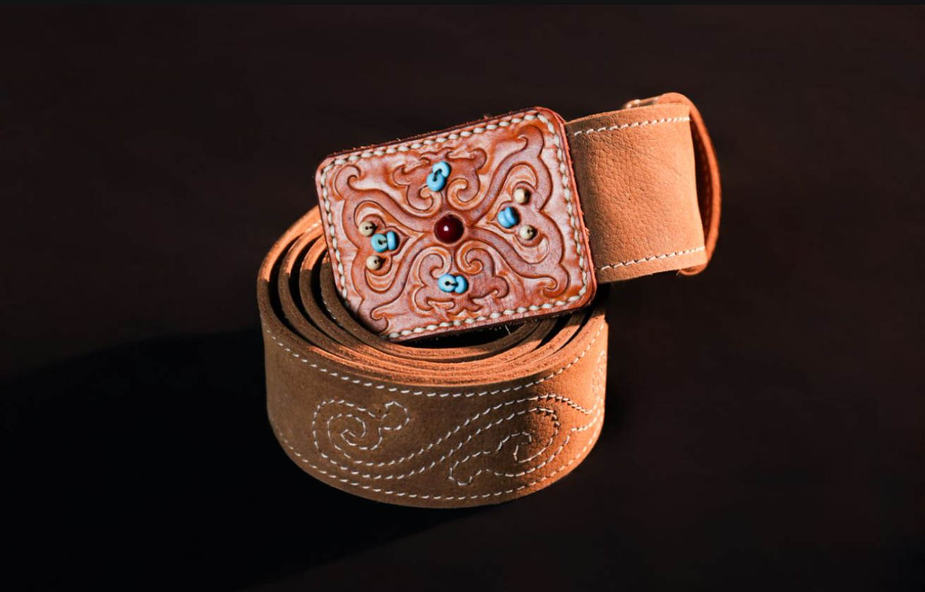 Handcrafted Genuine Leather Mongolian Pattern Belt